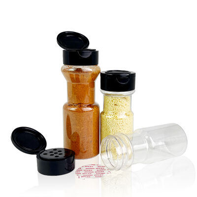 Salt Pepper Chili Cookie Seasoning Cylinder Container Screw Cap PET Plastic Spice Jar with Screen Printing for Cookware