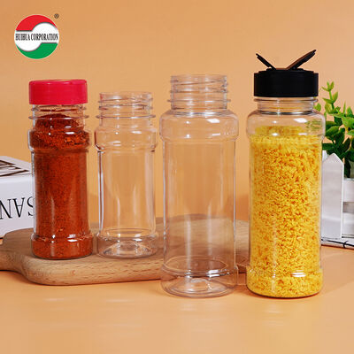 Salt Pepper Chili Cookie Seasoning Cylinder Container Screw Cap PET Plastic Spice Jar with Screen Printing for Cookware