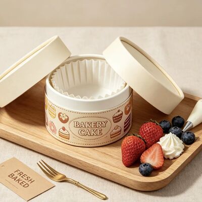 High Temperature Resistance Food Grade Paper Tube Packaging Custom Canister with Window for Cake Cookies
