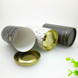 CMYK Printing Recycled Paper Composite Cans / Tea Tin Packaging Tube