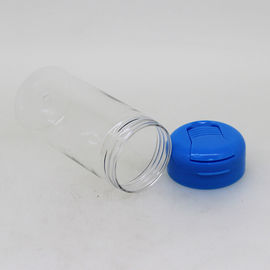 Durable Clear Plastic Cylinder / 300g Salt Or Sugar Powder Shaker Lid Flip Top Plastic Jar