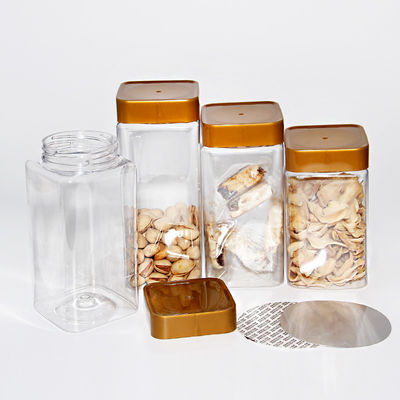 Square Pet Material Transparent Food Storage Canister With PP Lid For Kitchen