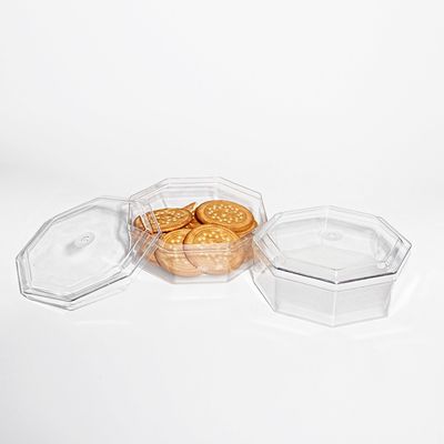 Bakery Octagonal Shape PET Disposable Biscuit Cookies Clamshell Box With Lid