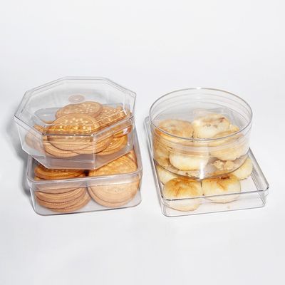 Bakery Octagonal Shape PET Disposable Biscuit Cookies Clamshell Box With Lid