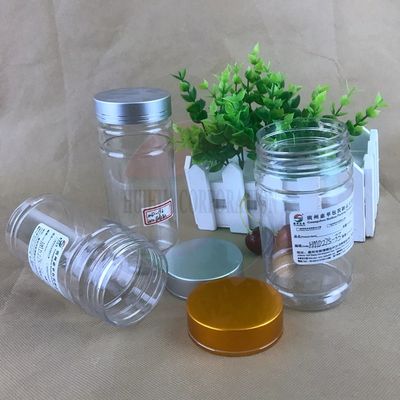 Snack Food Sealed Plastic Cylinder Packaging PET Jar Silver Aluminum Lid