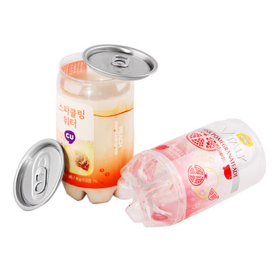 Transparent Plastic Soda Drink Can 350ml With Aluminum Lid