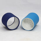 Fashional Blue Paper Composite Cans with Transparent PVC Window and White Sifter for Talcum Powder
