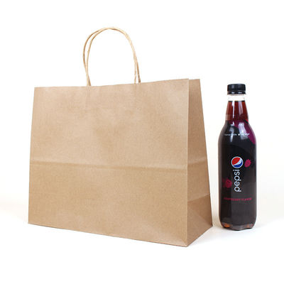 Reusable Logo Printed Kraft Paper Shopping Bag With Twisted Handle