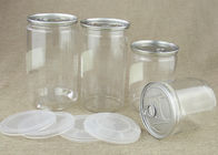 Transparent Clear Plastic PET Easy Open Cans Food Grade Canned Cylinder