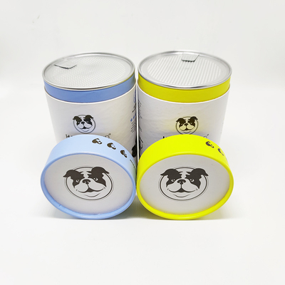 Custom Airtight Cat Dog Treats Paper Cans Packaging CMYK Printing