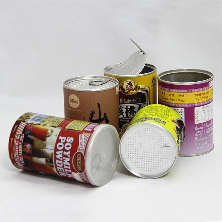 Aluminum Foil Liners Paper Composite Cans With Peel Foil Lid Nuts Packaging
