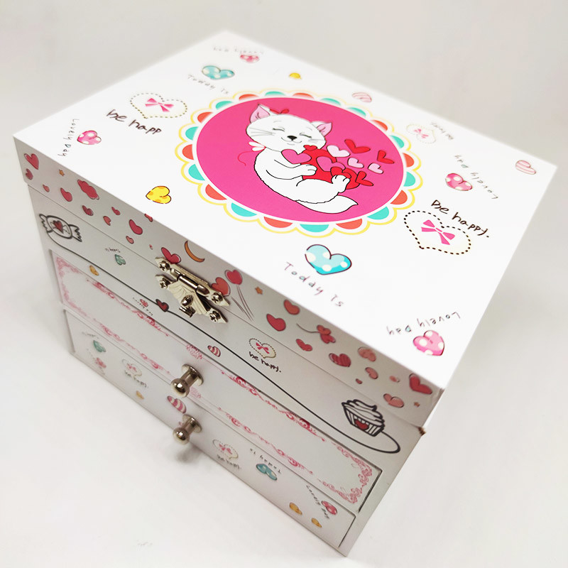 PMS Printing Jewelry Gift Music Box Children Princess Ballerina Dancing Drawer Box