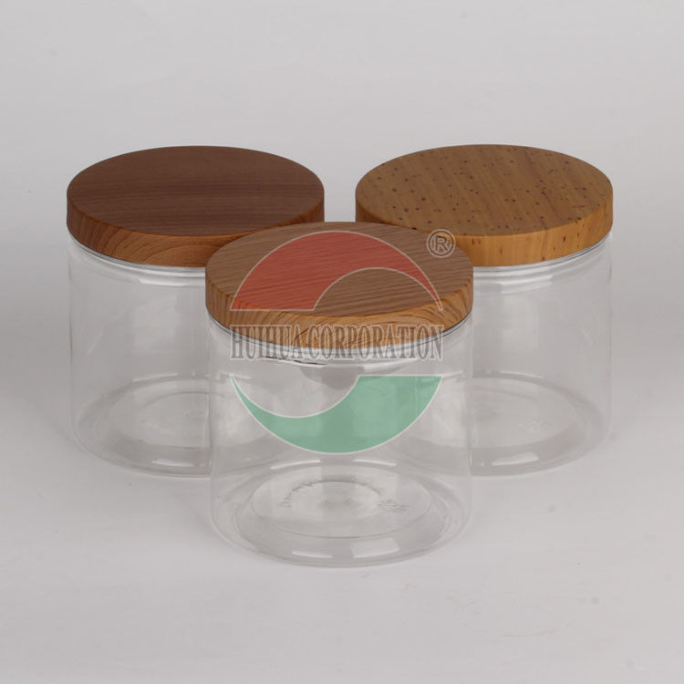 Free Sample Custom Size / Color Plastic Square / Round Clear Pet Jars With Lid For Food