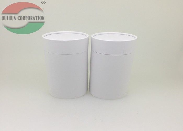 White Round Paper Box for Coffee , Cardboard Tube Packaging With Paper Lid