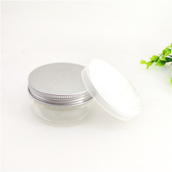 100ml Clear Plastic Cylinder With Aluminum Lid / Empty Cosmetic Jars