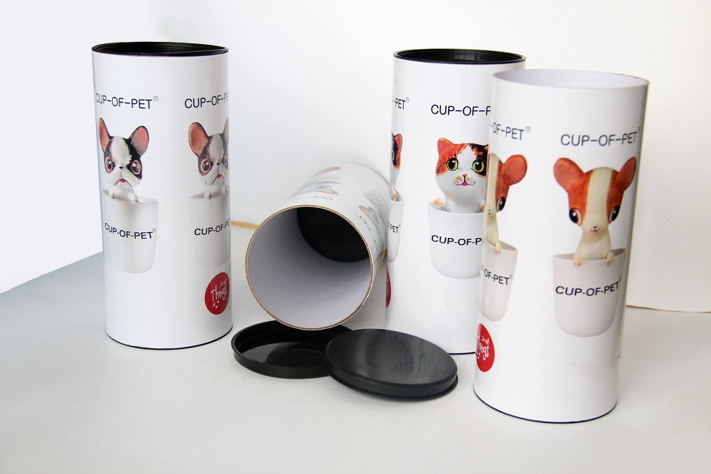 Glossy Lamination Pets Toy  Paper Composite Cans / Tube  , Dia 73 mm / H 100 mm