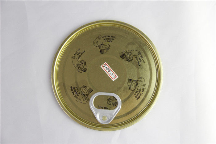 Eco - friendly embossing printed Tin Can caps / 300 # tinplate easy open lid