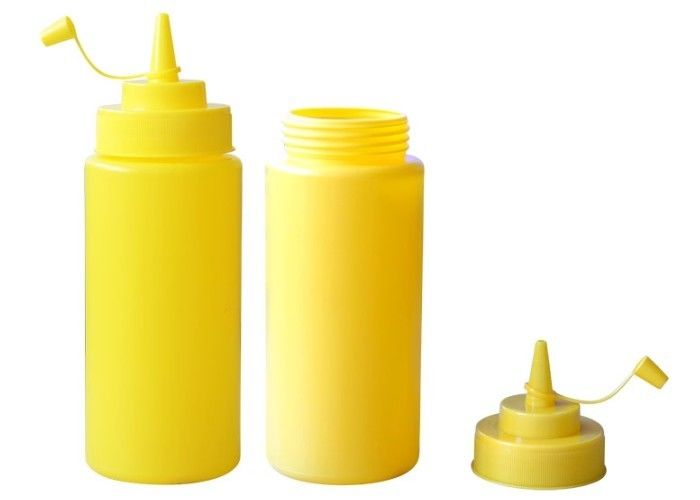 Food grade yellow plastic sauce bottles with Sauce Cap , squeeze sauce bottle
