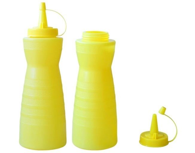 500ml Yellow Pear Shaped Soy Sauce Bottle PP Products 6 * 20 cm