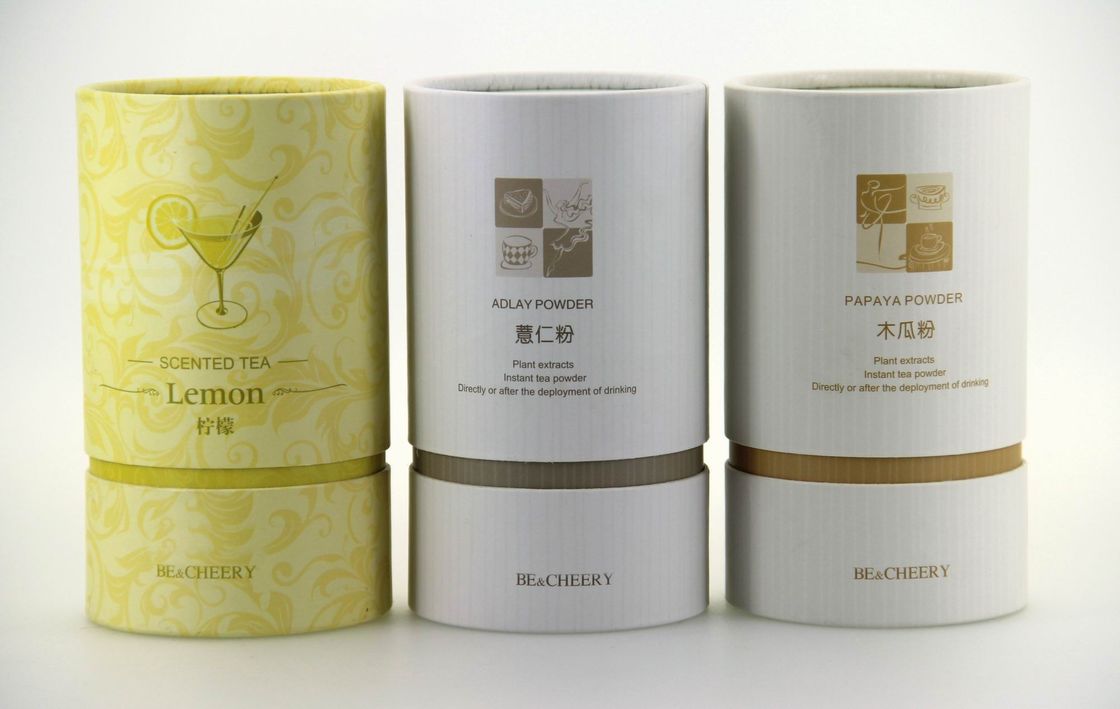 Delicate White Cardboard Tube Packaging For Flower Tea Powder