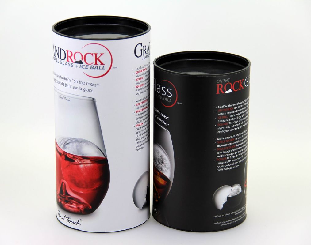Food Grade Round Paper Cans Packaging With Black Plastic Lids For Wine Cup  Bowl