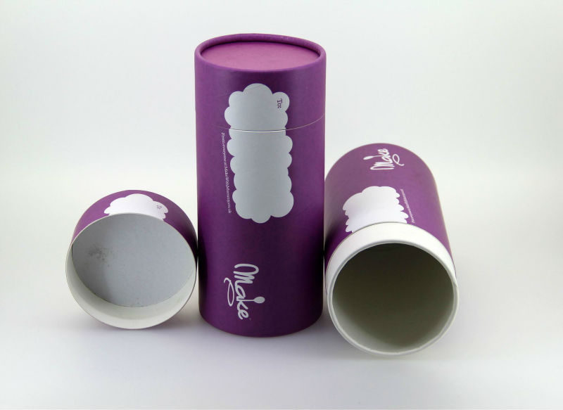 Elegant Purple Cylindrical Kraft Paper Cans Packaging for Tea / Food / Cosmetics Packaging
