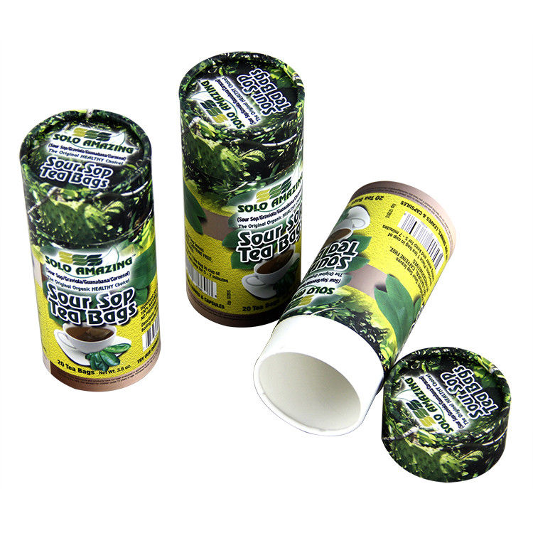 Biodegradable Green and Yellow Cylindrical Kraft Paper Can Packaging for Tea Food and Powder