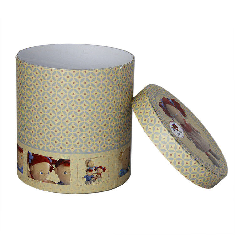 Eco-friendly Round Paper Cans Packaging with Custom Logo  for Clothes , Doll ,  Gift , Toys
