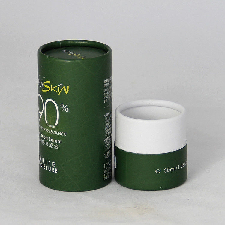 Food Grade SGS-FDA Certidied Green Cylindrical  Paper Can Packaging for Cosmetic Bottles