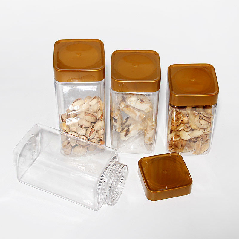 PET Clear Empty BPA Free Storage Containers Plastic Square Jar with