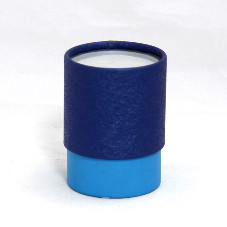 Fashional Blue Paper Composite Cans with Transparent PVC Window and White Sifter for Talcum Powder
