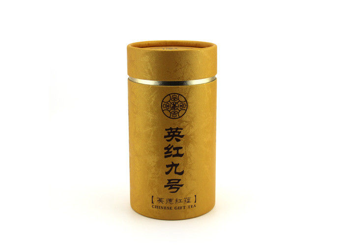 Luxury Gold Stamping Kraft Paper Tube Packaging For Tea / Gift