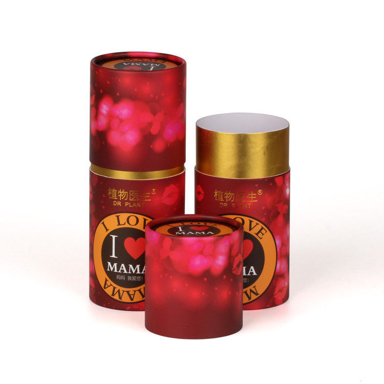 Red Color Print Custom Paper Cylinder Cans Gift Package Round Boxes