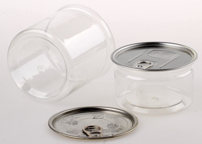 Transparent Food Grade Canister , Middle Size PET Plastic Cans