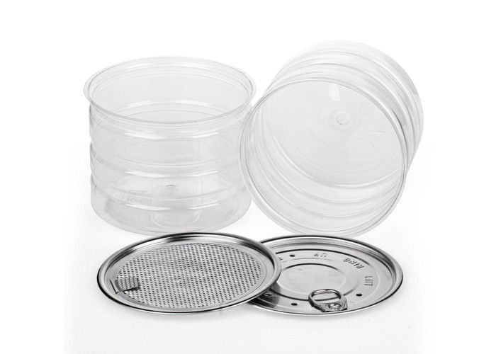 Custom Clear Plastic Cylinder , Transparent PET Easy Open Tube Food Cans
