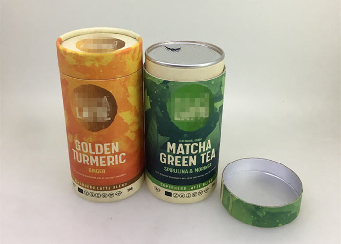 CMYK Printing Airtight Small Paper Tubes With Foil Lid For Macha Packaging