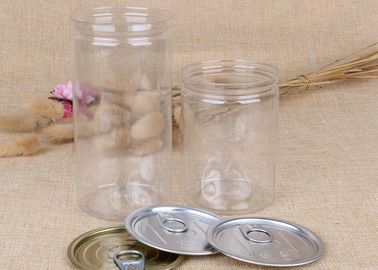 Dry Food Packaging Transparent Plastic Jars Clear Plastic Cylinder With Aluminum Pull - Ring Lid