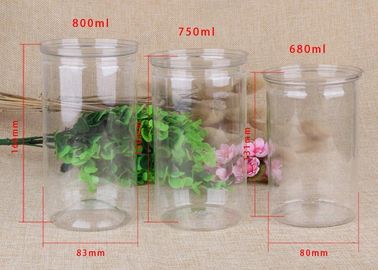 Food Packaging Airtight PET Plastic Canister With Clear PE Plastic Cover