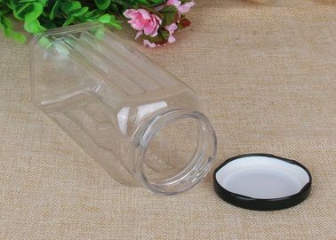 550ml Square Transparent Food - Grade PET Canister With Iron Screw Cap