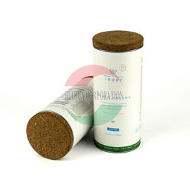 Cosmetic Composite Can Packaging With Cork Lid Custom Printed