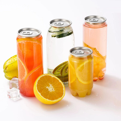 350ml Empty Pet Plastic Beverage Cans Transparent Soft Drink Jars With Easy Open Lid