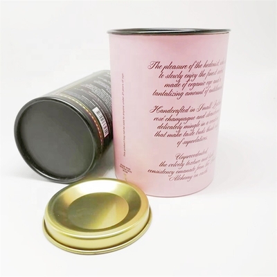 Custom Paper Cans Packaging Cardboard Tea Coffee Container Tube With Metal Lid Closure