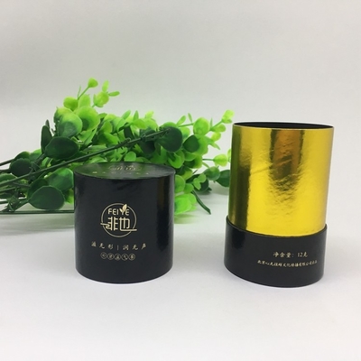 Cosmetic Cream Cylinder Paper Tube For Tea Black Gold Round Paper Boxes CMYK Printing