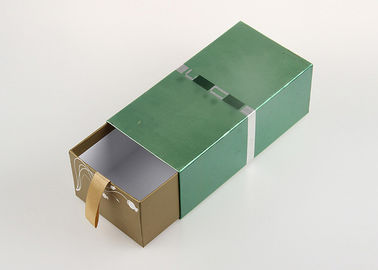 Green Rectangle Drawer Boxes Paper Tube Packaging For Cosmetics / Healthy Food