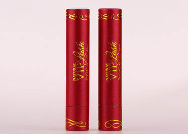 Customised Gold Staming Red Paper Tube Packaging For Eyelash Grower Tube Packing