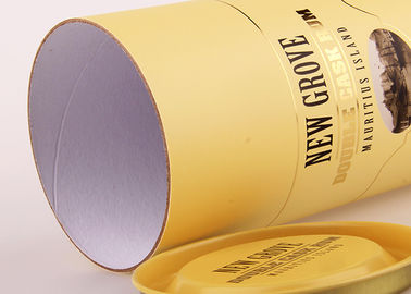 Customised Movable Lid Yellow Wine Bottle Gift Tube / Cardboard Paper Tubes