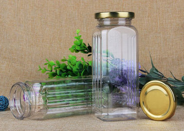 Damp-Proof Square Transparent Plastic Jars With Iron Lid Packaging 550ml