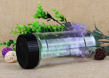 220ml / 350ml Food Clear Plastic Packaging Tubes / Cylinder PET Bottle With Security Cap