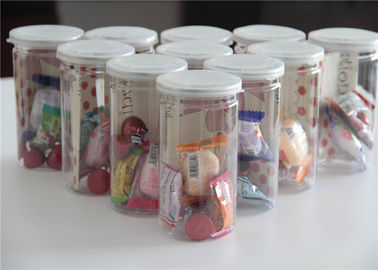 Food grade PET Clear Plastic Cylinder 400ml Candy Canister Easy Open
