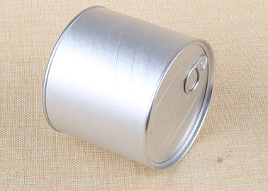 Silvery Color Paper Cans Packaging With Aluminium Easy Open Lip + PE Cap